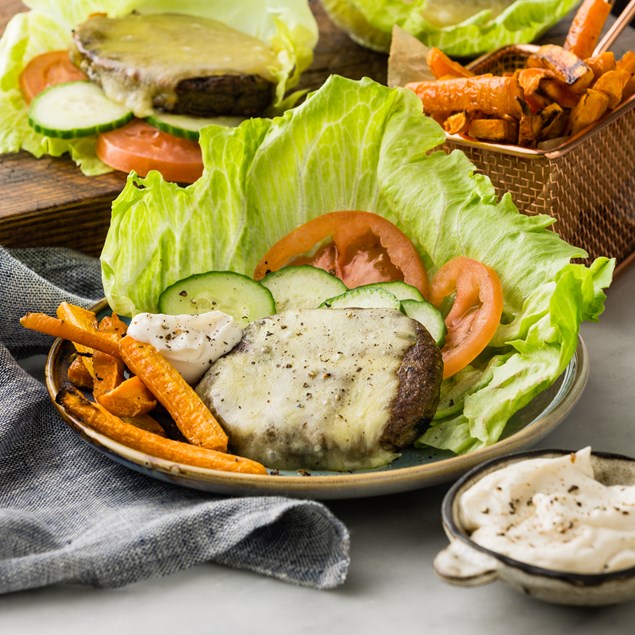 Naked Veggie Burgers With Carrot Chips Garlic Aioli My Food Bag