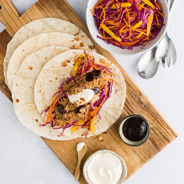 Hoisin Pulled Pork Tacos with Crispy Shallots
