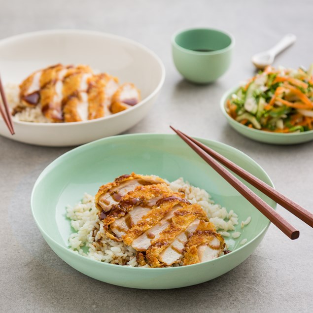 Chicken Katsu with Brown Rice and Asian Slaw