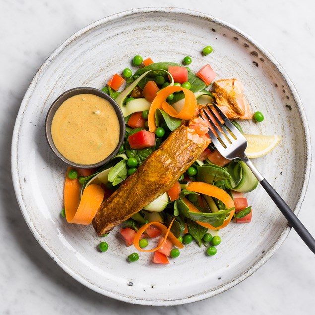 Tandoori Grilled Salmon with Spicy Yoghurt and Salad