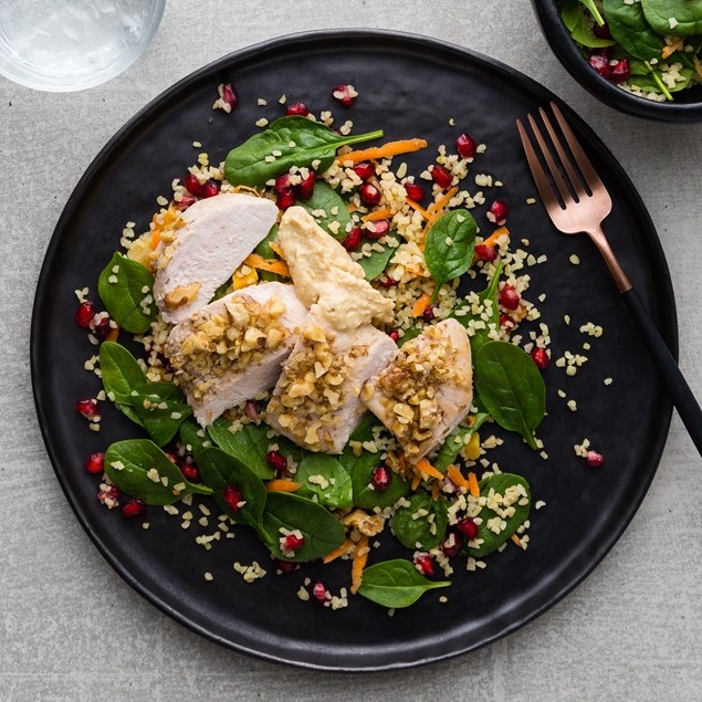 Walnut Chicken with Jewelled Bulgur Salad