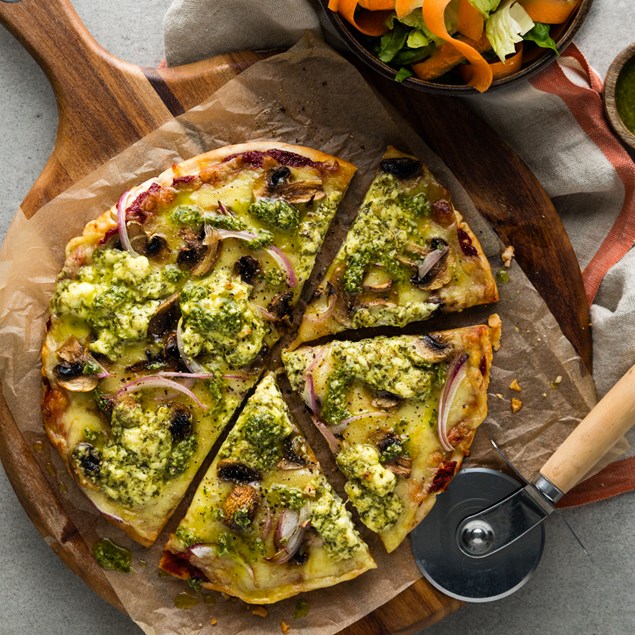 Cream Cheese and Mushroom Pizza