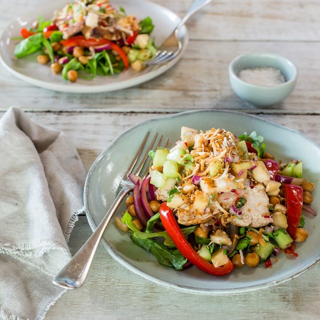 Moroccan Chicken and Chickpea Salad with Feijoa Salsa