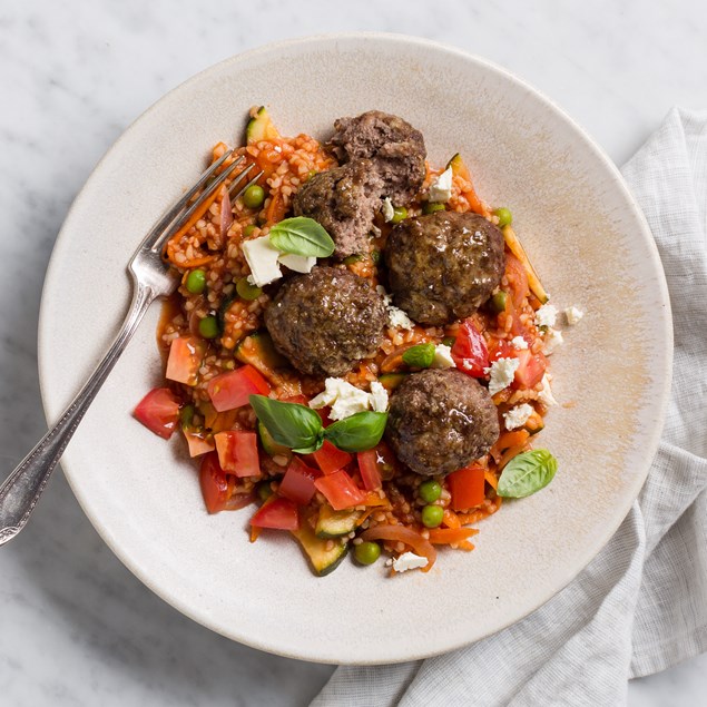 Beef Meatballs with Tomato Bulgur