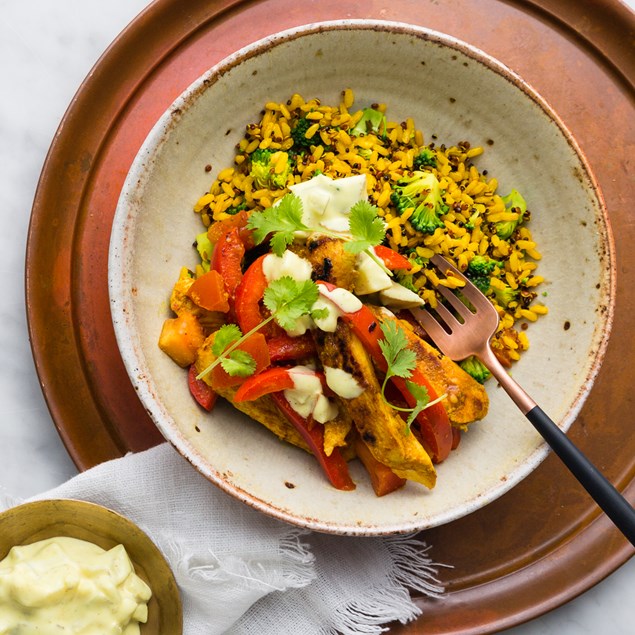 Tandoori Chicken With Spiced Grains And Chaat Salsa