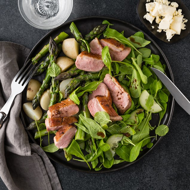 Raspberry & Balsamic Glazed Duck Breast with Asparagus & Rocket