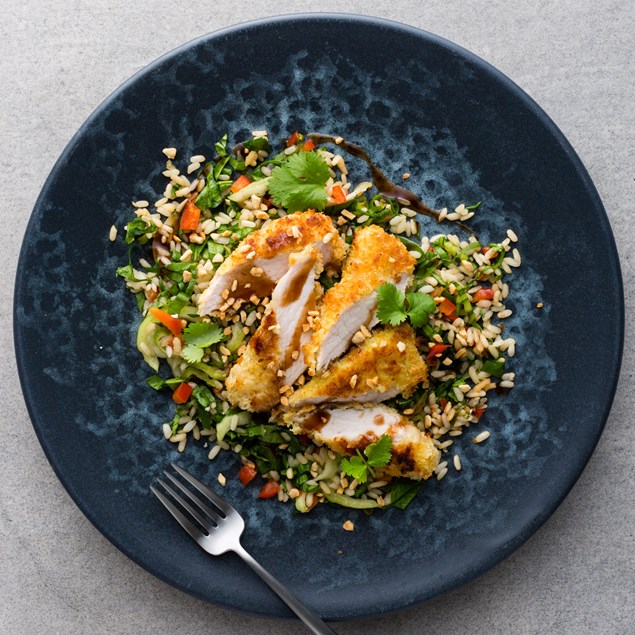 Pork Katsu with Brown Rice Salad