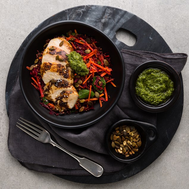 Coffee Spiced Aztec Chicken with Super Food Quinoa 