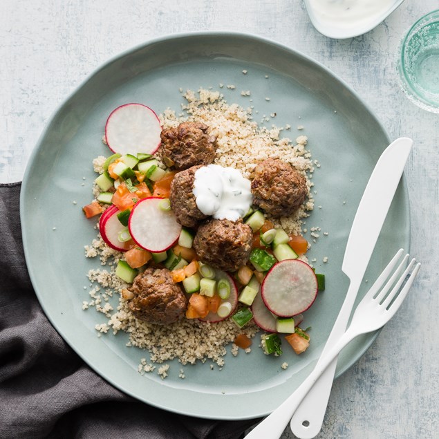 Lamb Kofta with Mint Salad and Yoghurt Dressing