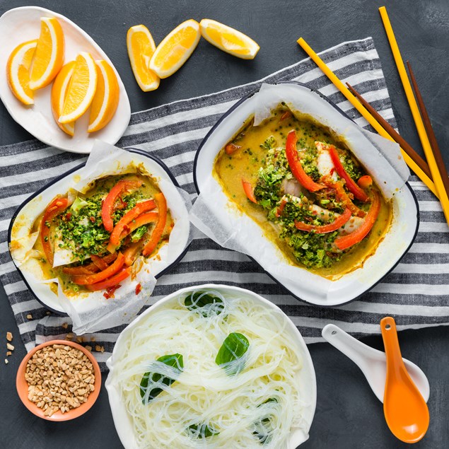 Thai Coconut Fish Parcels with Vermicelli