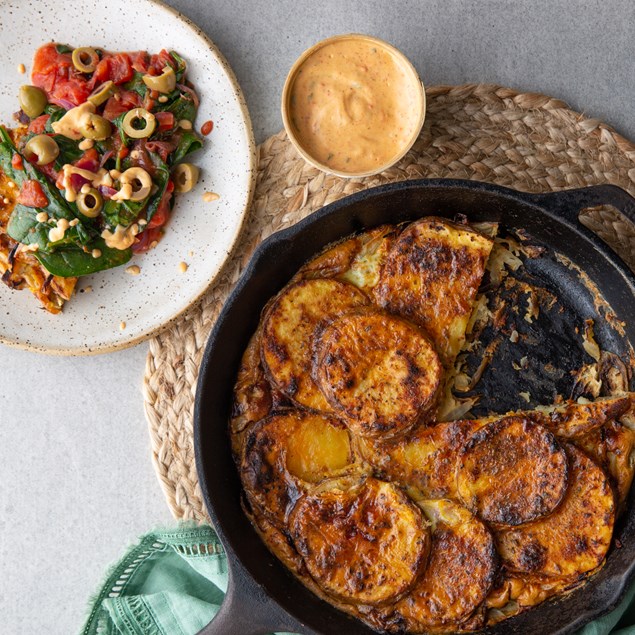 Spanish Tortilla With Tomato Sofrito & Olives