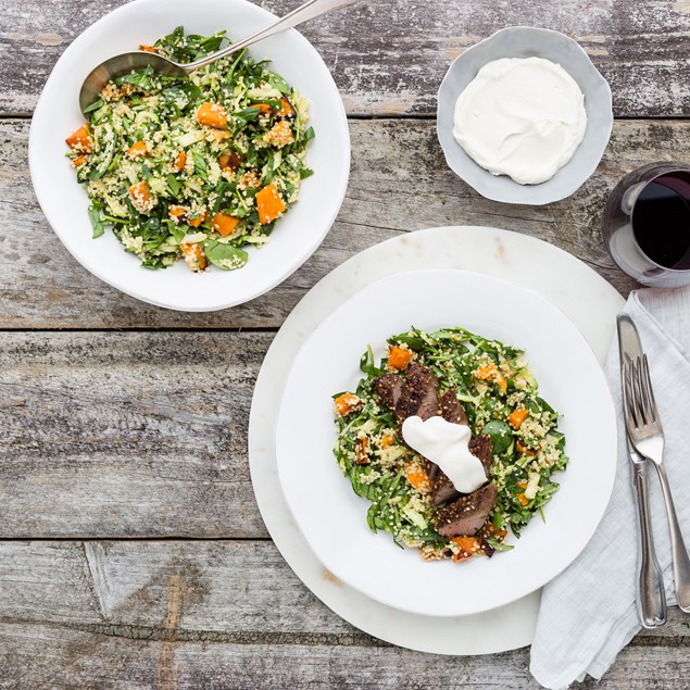 Moroccan Crusted Lamb with Roast Pumpkin and Spinach Couscous