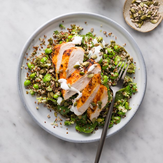Paprika Lemon Chicken with Chimichurri and Quinoa Salad