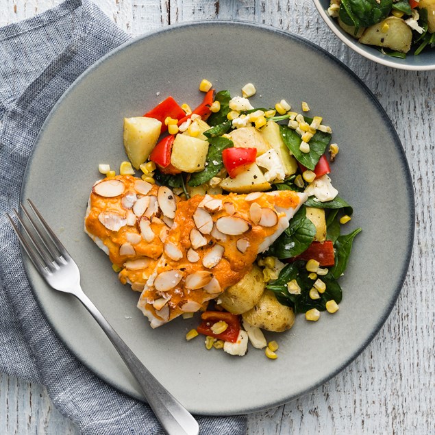 Almond Pesto Fish with Potato Salad