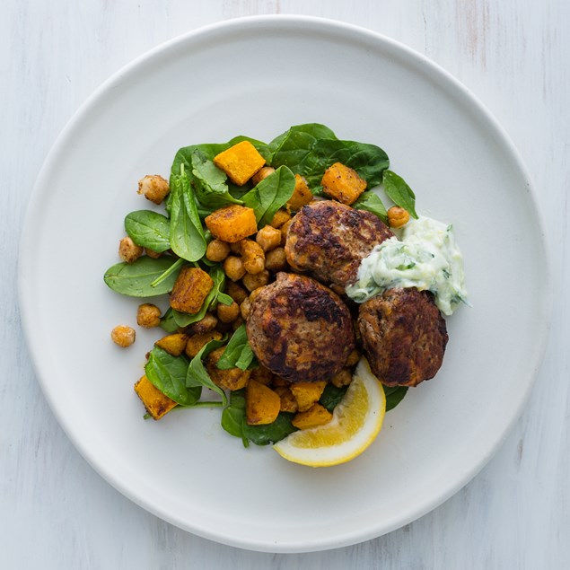 Lamb Kofta with Pumpkin and Chickpea Salad 