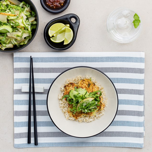 Thai Turkey Patties with Asian Slaw and Coconut Rice
