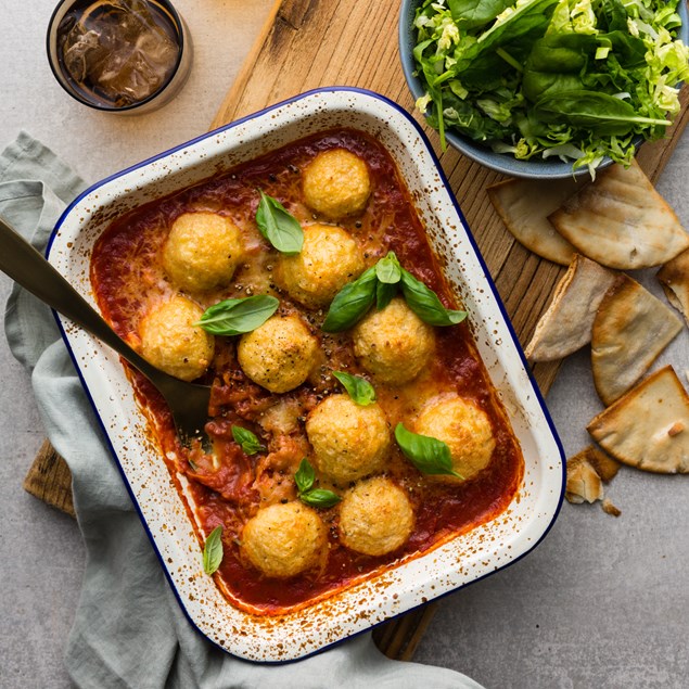 Ricotta Cheese Dumplings and Crispy Pitas