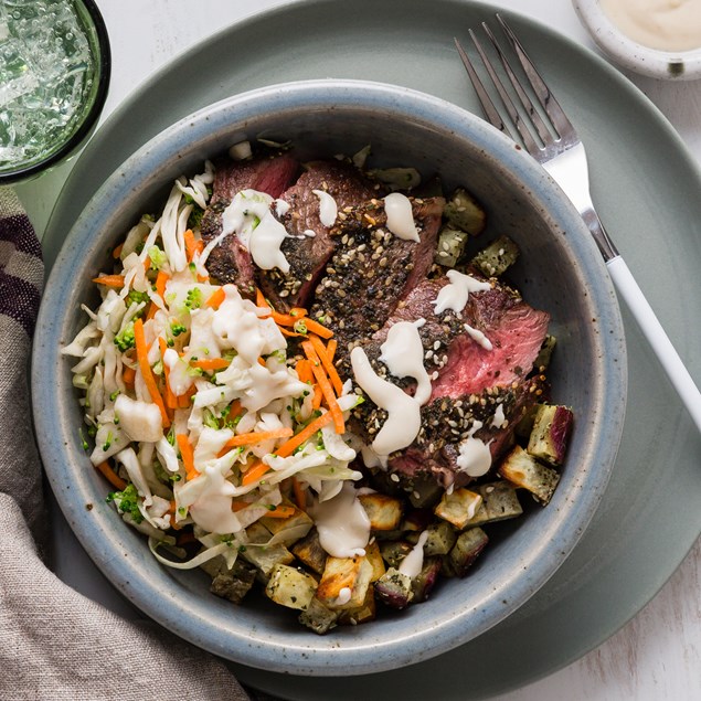 Japanese Beef Steaks with Nori Salted Kumara & Miso Aioli