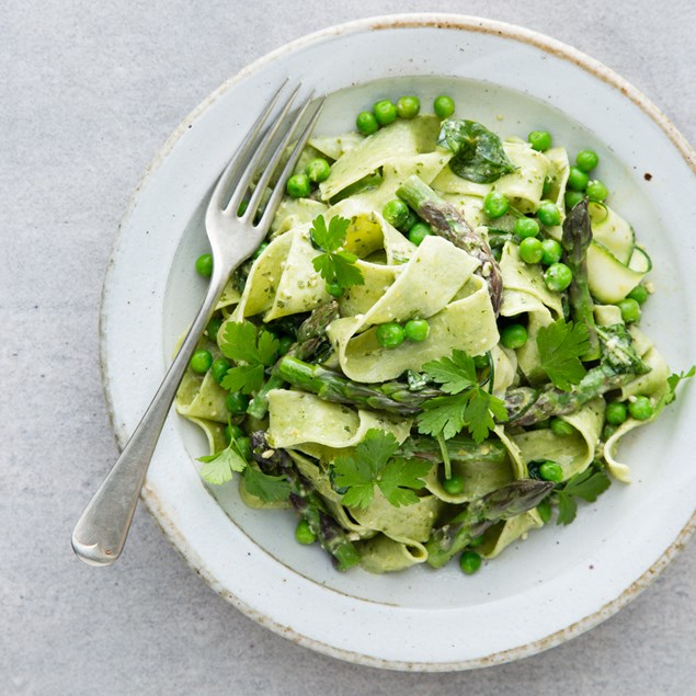 Spring Pappardelle with Pesto and Asparagus