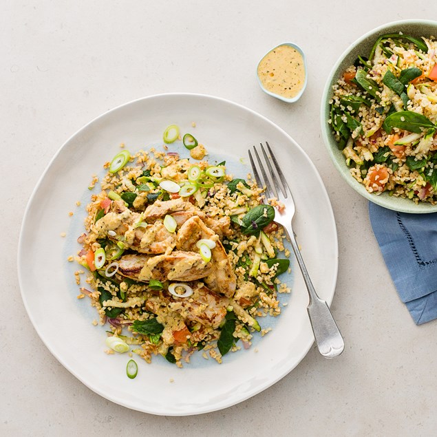 Chermoula Yoghurt Marinated Chicken with Spiced Tomato Bulgur