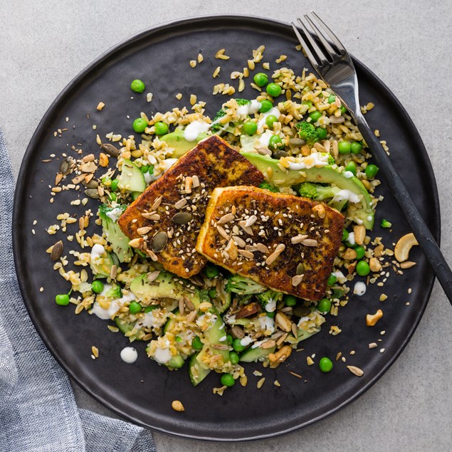 Chermoula-Spiced Halloumi with Freekeh Salad