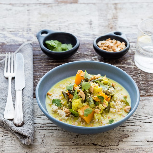 Coriander Lime Veggie Curry with Brown Rice