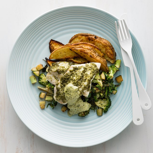 Caper Baked Fish with Lemon Pepper Wedges