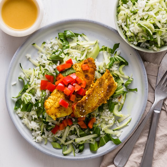 Indian-Style Fish with Green Rice & Mango Yoghurt