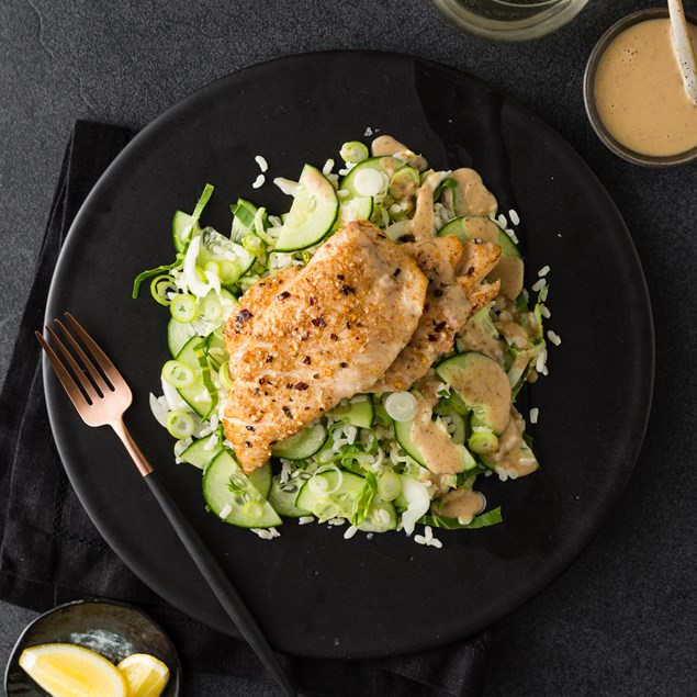 Sesame and Nori Crusted Fish with Japanese Rice Salad