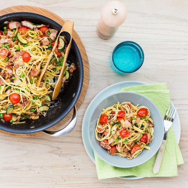 Bacon, Pea and Tomato Carbonara