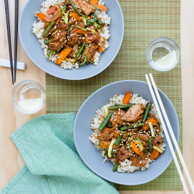 Sticky Chicken Stir-Fry with Rice