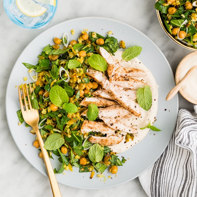 Za'atar Chicken with Cauliflower Tabbouleh & Hummus