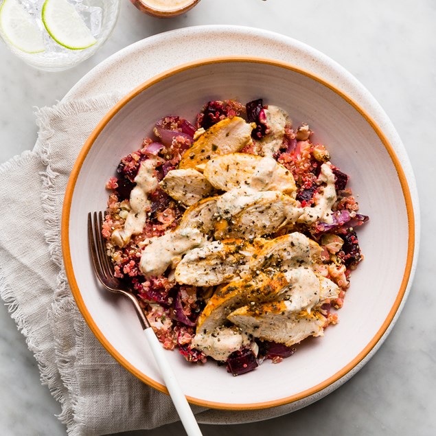 Chermoula Chicken with Cauliflower & Beetroot Quinoa Salad