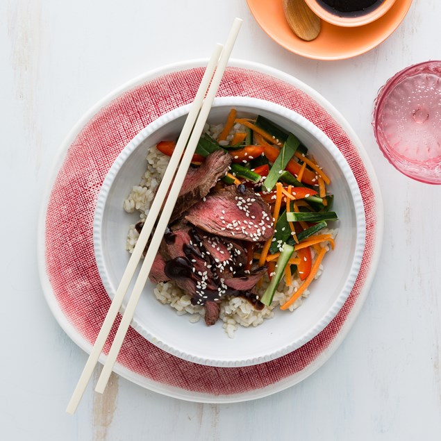 Japanese Beef Bowls with Teriyaki Dressing