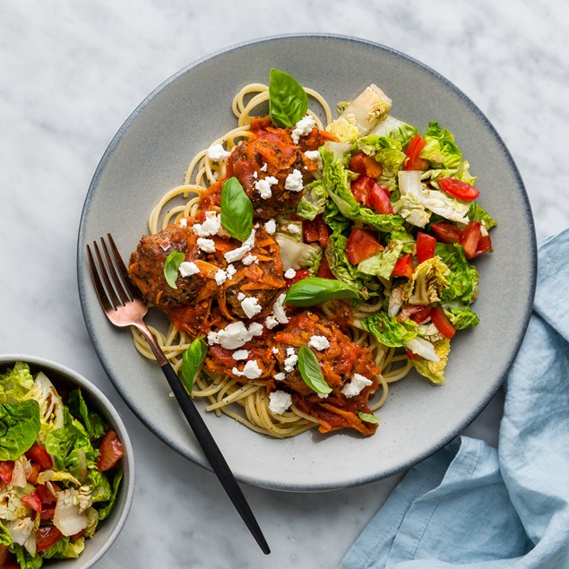 Beef Meatballs with Marinara Sauce & Spaghetti