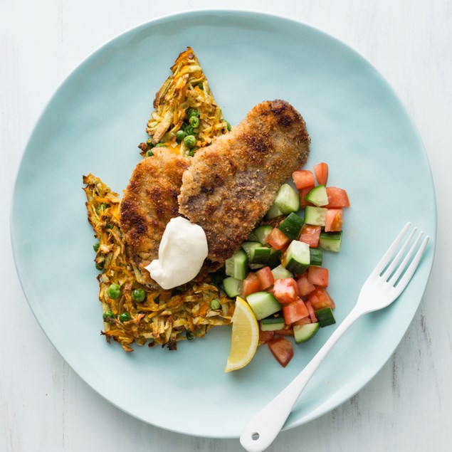 Crumbed Beef Schnitzel with Kumara Rosti