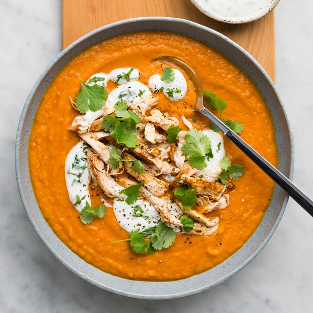 Butter Chicken Coconut Soup with Mint and Coriander Yoghurt