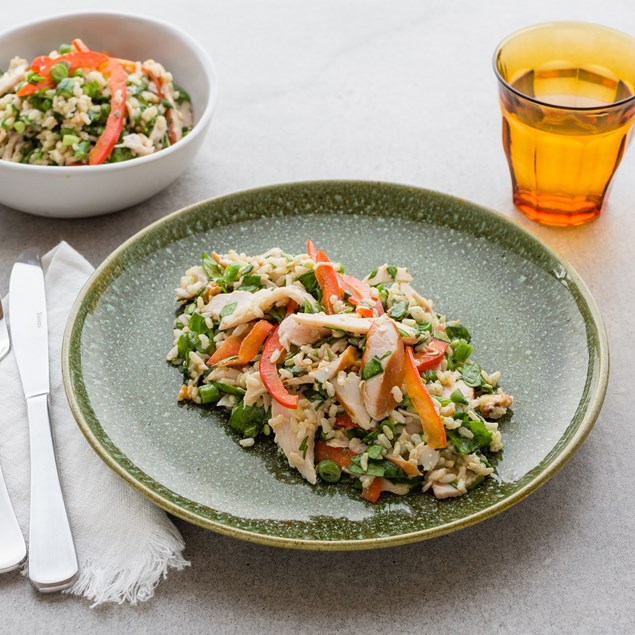 Smoked Chicken Salad with Brown Rice and Lemon Dressing