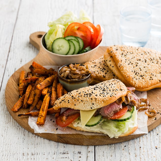 Beef Steak Sammies with Horseradish Gherkin Mayo