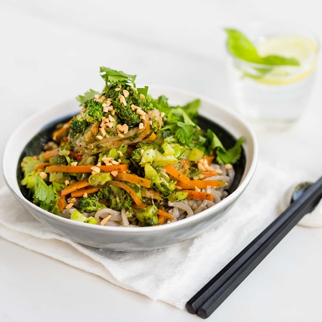 Coriander-Ginger Pesto Pork with Soba Noodles