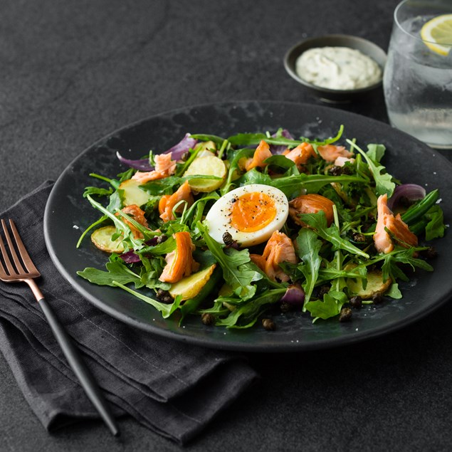 Smoked Salmon And Baby Potato Salad with Crispy Capers