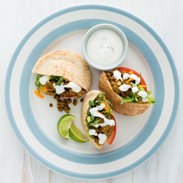 Spiced Lamb Pitas with Mint Yoghurt