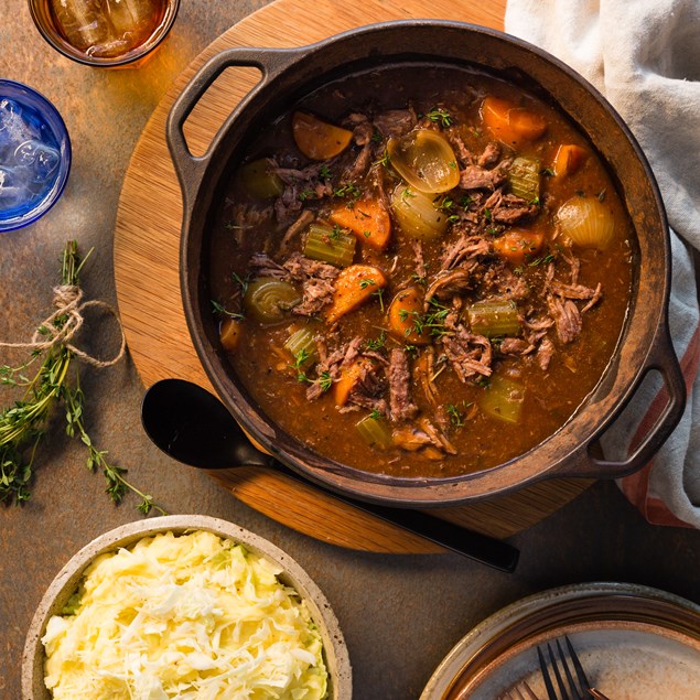 Irish Beef Stew with Cheesy Colcannon