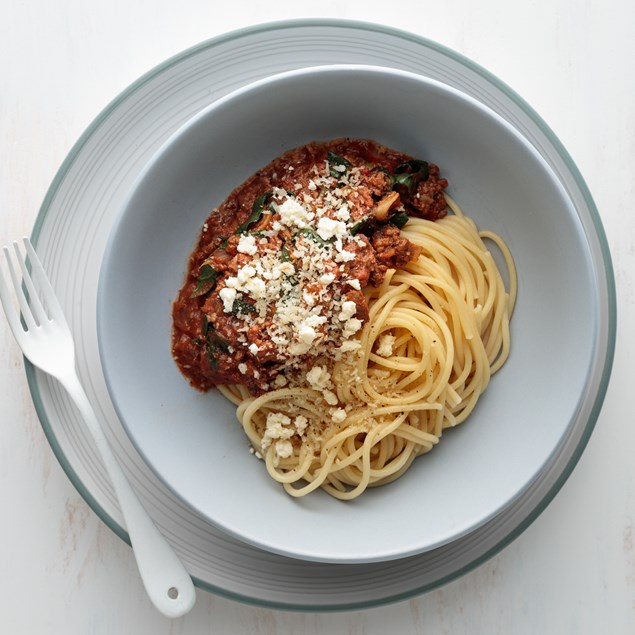 Beef Bolognese with Spaghetti and Pangrattato