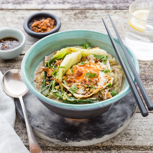 Soba Noodles with Sauteed Cabbage and Miso Broth