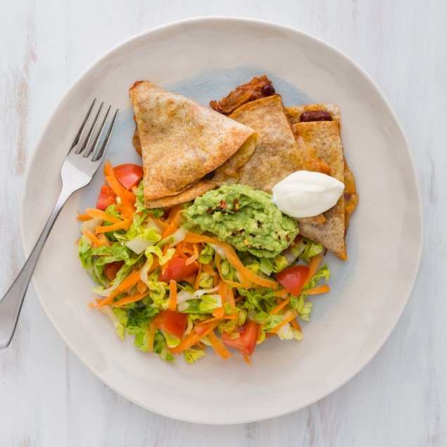Bean and Veggie Quesadillas with Guacamole