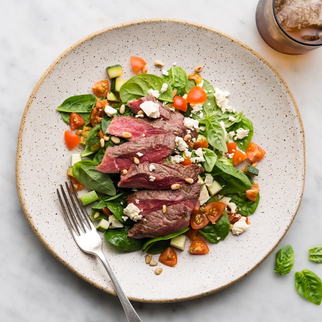 Italian Beef Sirloin Steaks with Salsa D'acciughe and Feta