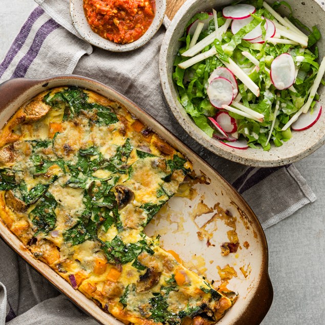 Mushroom & Blue Cheese Frittata with Apple Cos Slaw