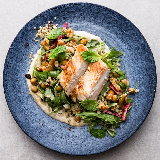 Citrus Chicken with Cauliflower Tabbouleh and Hummonnaise