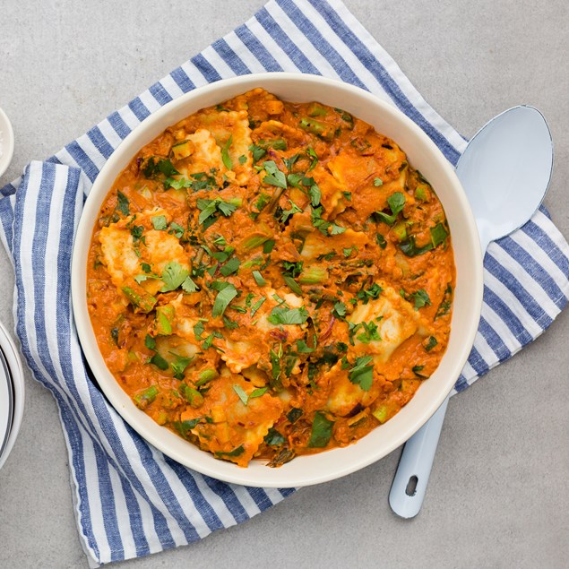 Pumpkin, Ricotta and Sage Ravioli in Creamy Tomato Neapolitan Sauce